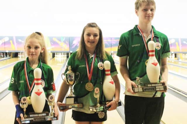 Havant tenpin bowlers, from left: Abbie Bakeer, Leah Tickner and Charlie Taylor