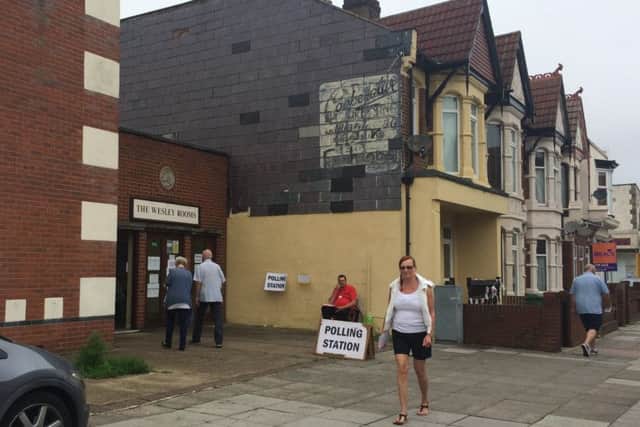 People at the polling station at The Wesley Rooms, in Copnor Road, Copnor,  Portsmouth, for the EU Referendum PPP-160623-135255001