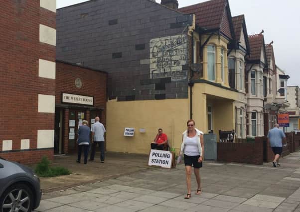 People at the polling station at The Wesley Rooms, in Copnor Road, Copnor,  Portsmouth, for the EU Referendum PPP-160623-135255001