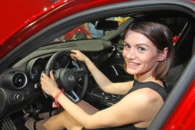 Alexandra Boucher in an Alfa Romeo Giulia. Picture: Derek Martin