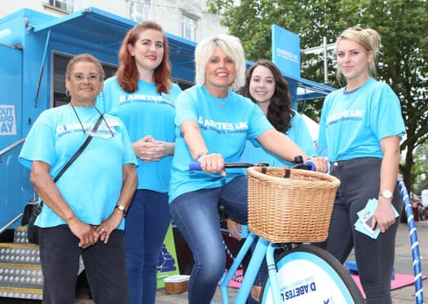 The Diabetes UK Team encouraging the general public to exercise and eat healthily - Christine Edwards, Chloe Miles, Maria Hull, Charlie Mason and Chelsea Campbell

Picture: Habibur Rahman (160911-4)