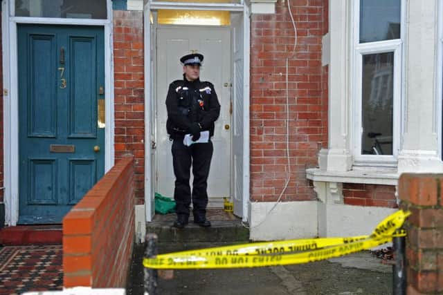 Police outside the house in Waverley Road, Southsea on New Year's Day