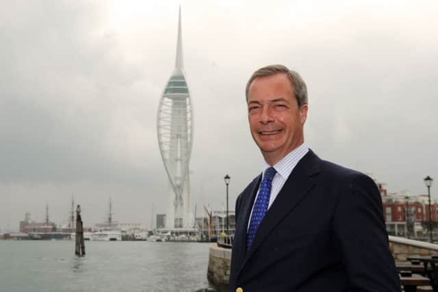 Nigel Farage, leader of Ukip pictured in Portsmouth