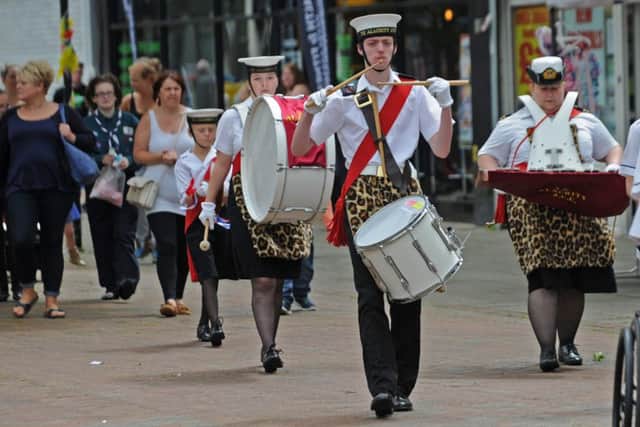 25/05/16  BF

Leigh Park Carnival which was lead by the TS Alacrity band.
Picture Ian Hargreaves  (160845-2)