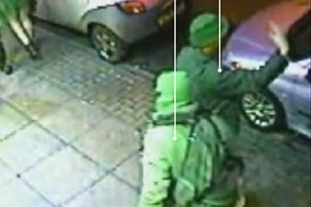 Brendon Willis and Neal Stacey together in the early hours of January 1 outside Kwiki Mart in Albert Road, Southsea