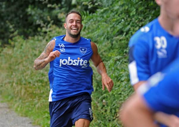 Milan Lalkovic completes a run on his first day as a Pompey player Picture: Ian Hargreaves