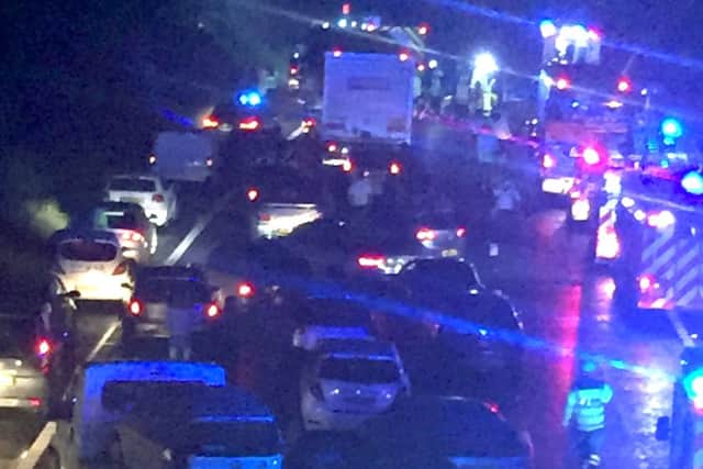 The accident on the M27 on Sunday night Picture: Richard Mullett