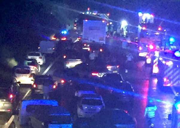 The accident on the M27 on Sunday night Picture: Richard Mullett