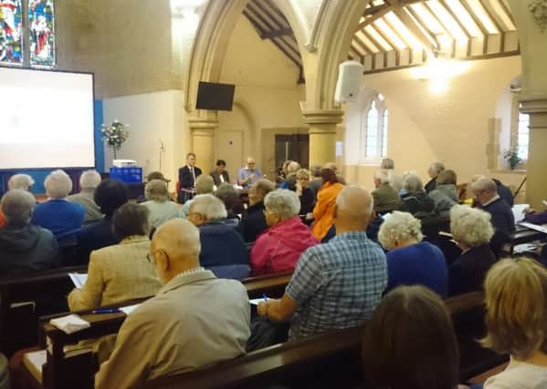 The audience at last night's Community Action Team meeting at Holy Rood Church in Stubbington about the IFA2 interconnector