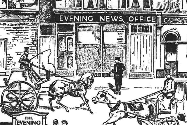 The original Evening News office in Arundel Street, Landport, Portsmouth, 1877