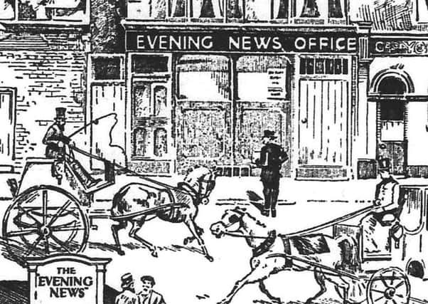 The original Evening News office in Arundel Street, Landport, Portsmouth, 1877