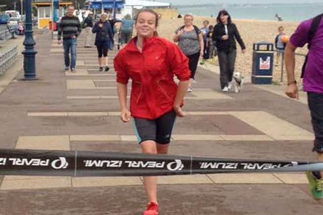 Ruby Burnell at the finish line