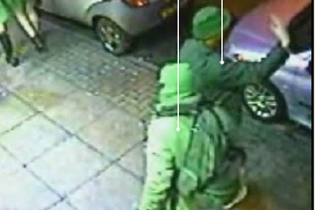 Brendon Willis, right, outside Kwiki Mart in Albert Road, Southsea, after killing Christopher Butler