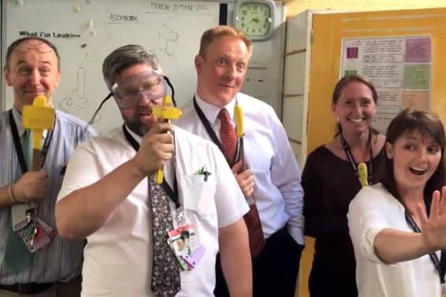 Teachers at Brune Park School, in Gosport, mimed to a Justin Timberlake song for a video for their Year 11 students