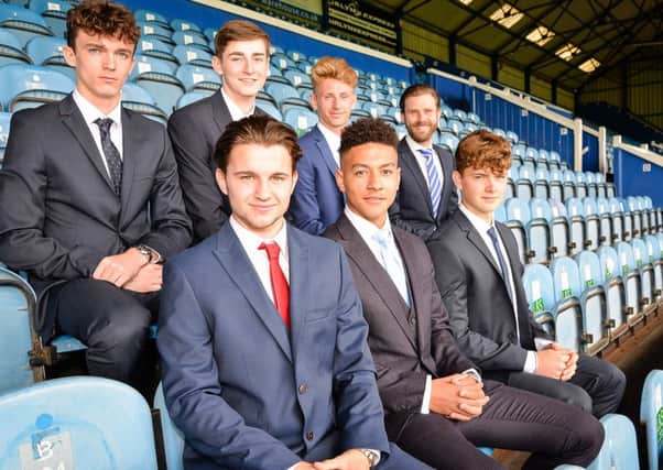 Top row, from left: Dan Smith, Matt Casey, Jack Collins and under-18 manager Mikey Harris. Front row, from left, Jack Chandler, Jordan Brooks and Matt Mayes Picture: Colin Farmery