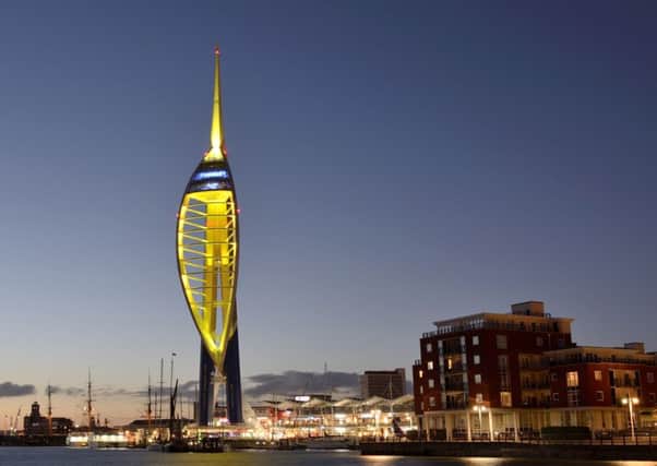 The Spinnaker Tower was lit up yellow to mark Wear Yellow Day for Cystic Fibrosis