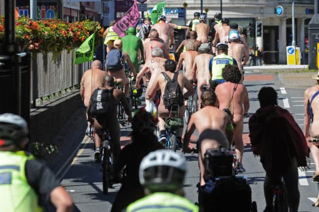 The Portsmouth World Naked Bike Ride sets off from Guildhall Square Picture: Ian Hargreaves
