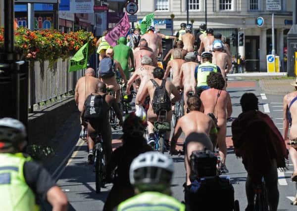 The Portsmouth World Naked Bike Ride sets off from Guildhall Square Picture: Ian Hargreaves