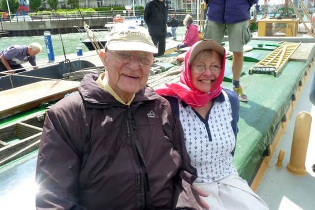 George and Meg celebrate their anniversary on a Thames barge boat trip to the Isle of Wight