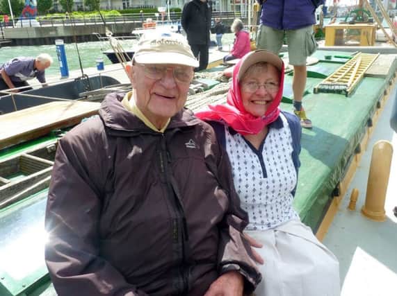 George and Meg celebrate their anniversary on a Thames barge boat trip to the Isle of Wight
