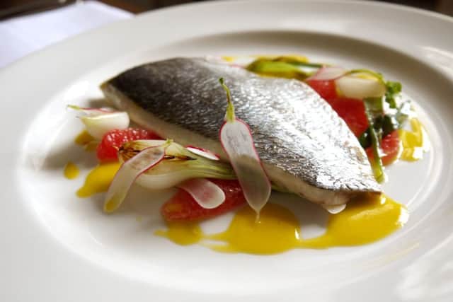 Baked bream grapefruit saffron sauce
