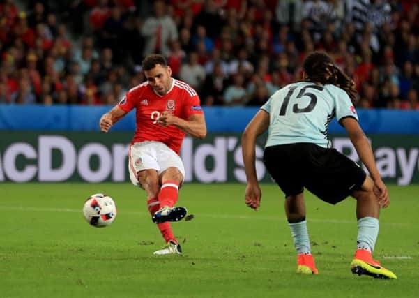 Hal Robson-Kanu scores for Wales against Belgium