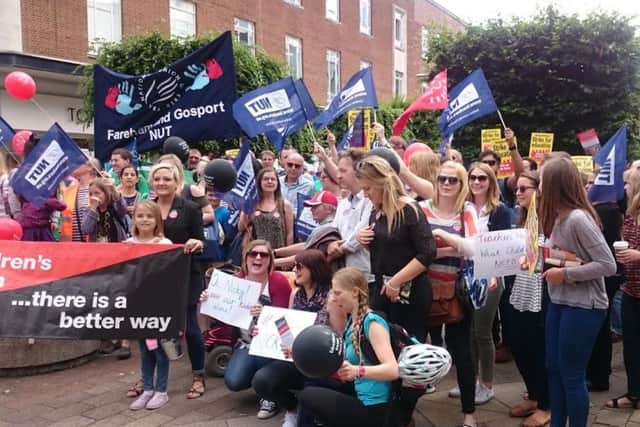 Teachers protest in Commercial Road, Portsmouth Picture: Miles O'Leary