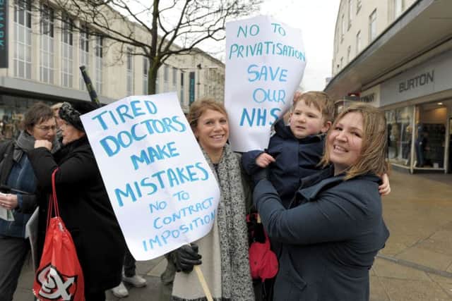 A protest over junior doctors' contracts in Commercial Road earlier this year