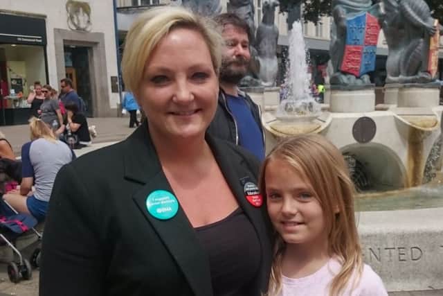 Rubie Blackman, 10, with her aunt, NUT official Amanda Martin