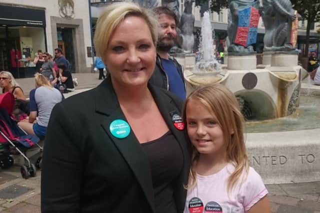 Rubie Blackman, 10, with her auntie, NUT official Amanda Martin