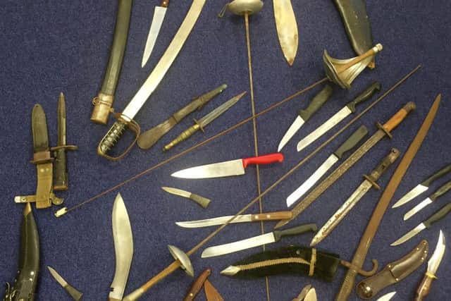 Weapons handed in to police during the on-going knife amnesty in Portsmouth