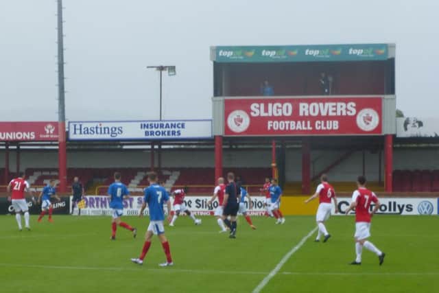 Sligo Rovers and Pompey in action at The Showgrounds Picture: Neil Allen