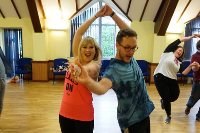 Hannah Alii and Perry Ralls in rehearsal for Grease by SDMS at Ferneham Hall