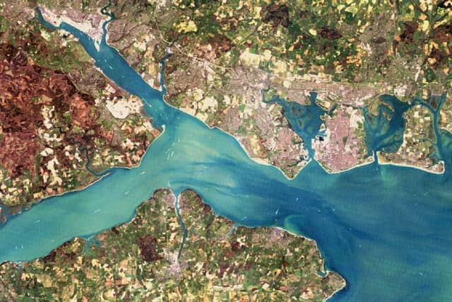 An aerial shot of the Solent area
