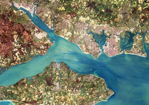 An aerial shot of the Solent area