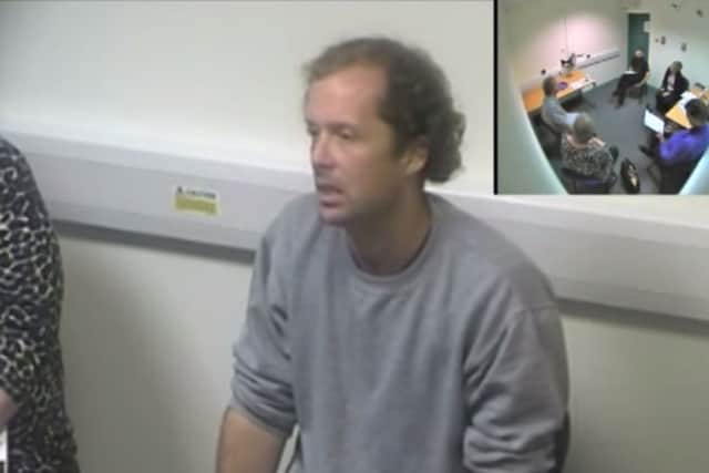 Matthew Daley being interviewed by police. Picture: Sussex Police SUS-160516-163114001