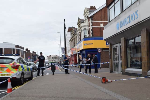 Police at the scene of the stabbing in North End on Saturday
