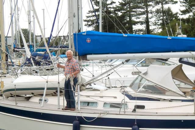 Sergio Mauri, 76, sailing on his Boat Sunrise, accompanied by Bill Simpson, also 76, from Emsworth.The pair sailed across the Atlantic