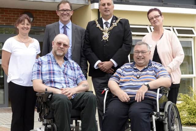 From left, assistant court manager Nikki Cole, chief executive of Housing & Care 21 Bruce Moore, Lord Mayor of Portsmouth David Fuller, court manager Mandy Barlow and residents Picture: Ross Lucas-Young