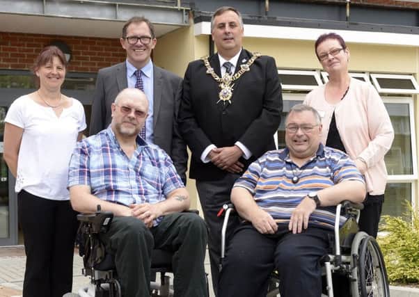 From left, assistant court manager Nikki Cole, chief executive of Housing & Care 21 Bruce Moore, Lord Mayor of Portsmouth David Fuller, court manager Mandy Barlow and residents Picture: Ross Lucas-Young