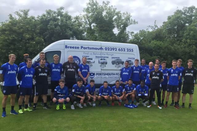 Pompey players and staff come together for a group picture on their pre-season tour of Ireland Picture: Neil Allen