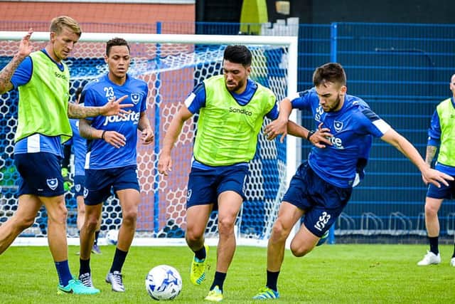Pompey midfielder Danny Rose, centre Picture: Colin Farmery