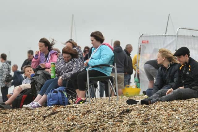 Spectators brave the blustery weather at the P1 Grand Prix of the Sea
