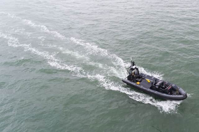 One of the unmanned boats