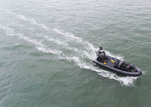 One of the unmanned boats