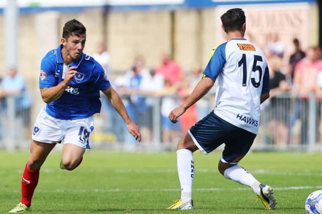 Conor Chaplin in action during last year's friendly with the Hawks. Picture: Joe Pepler