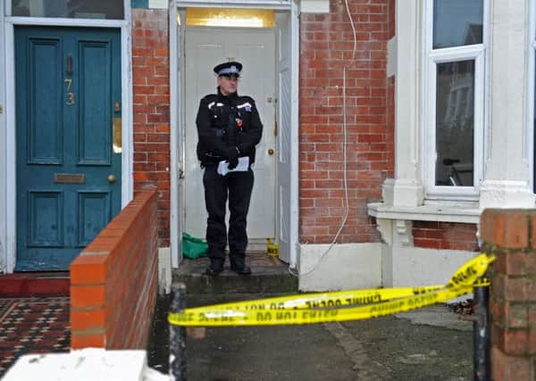 Police at the scene of the murder in Waverley Road, Southsea