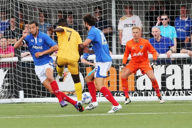 Roarie Deacon scores for Sutton United Picture: Joe Pepler