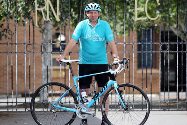 Chief Petty Officer Paul Whitaker of HMS Sultan who is taking part in the Prudential Ride London Surrey 100 in aid of Ovarian Cancer Action