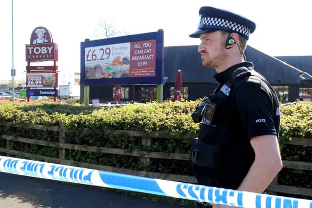 Police at Toby Carvery in Hilsea, where three of the robbers were arrested. Picture: Sarah Standing